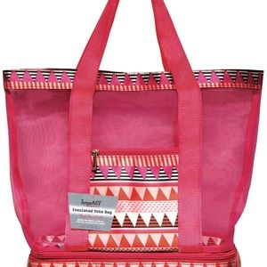 Tempamate hot pink patterned insulated tote bag NWT